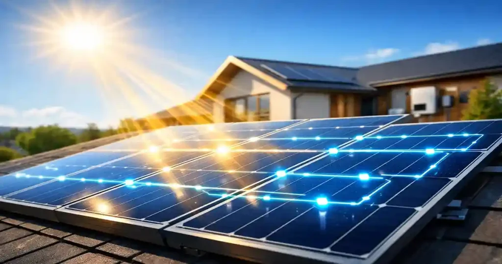 solar panels converting sunlight