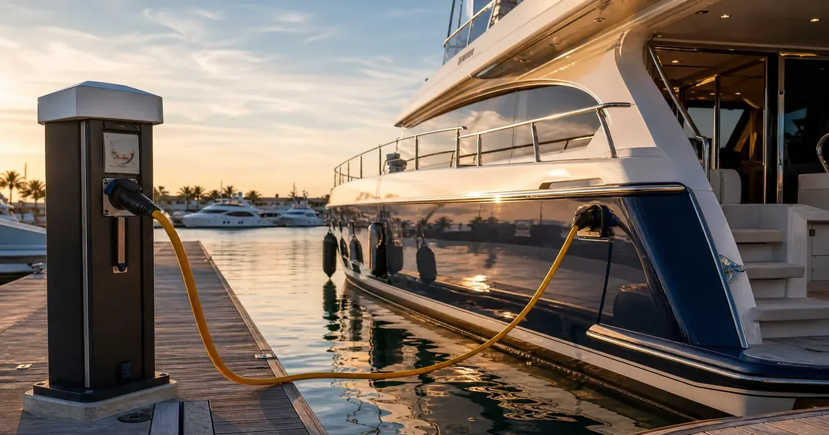 Boat batteries charging when connected to shore power with a marine battery charger
